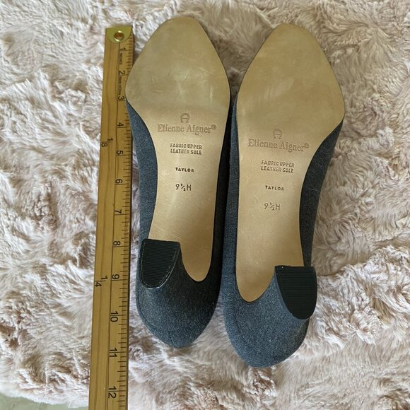 Etienne Aigner Women's 9.5M Taylor Gray Fabric Pumps Block Heels - Picture 12 of 16